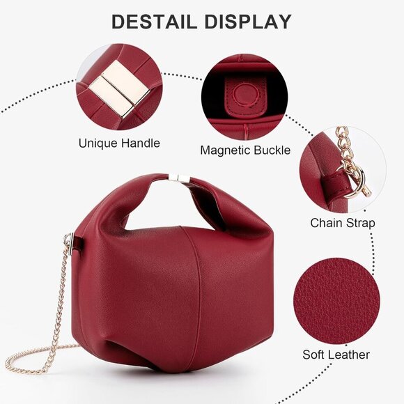 Crossbody Bags Purse Top Handle Bag Chic Dumpling Clutch Designer Small Faux Lea - Picture 5 of 6